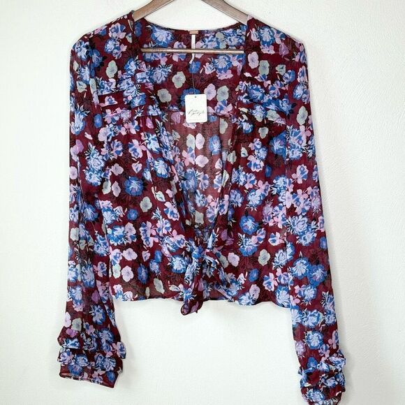 Free People Maybel Floral Blouse NWT - Women’s US L - Picture 1 of 12